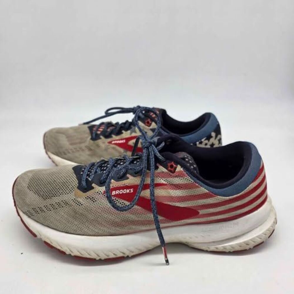 Brooks Launch 6 Old Glory USA Flag Running Shoes Womens Size 10 B 1202851B166